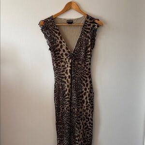 Guess Brown and Tan Patterned Dress